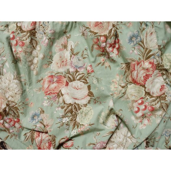 Vtg 80s 90s Ralph Lauren Dusty Green Floral Print Wrap Top + Midi Skirt Set XS 2 - Picture 8 of 8